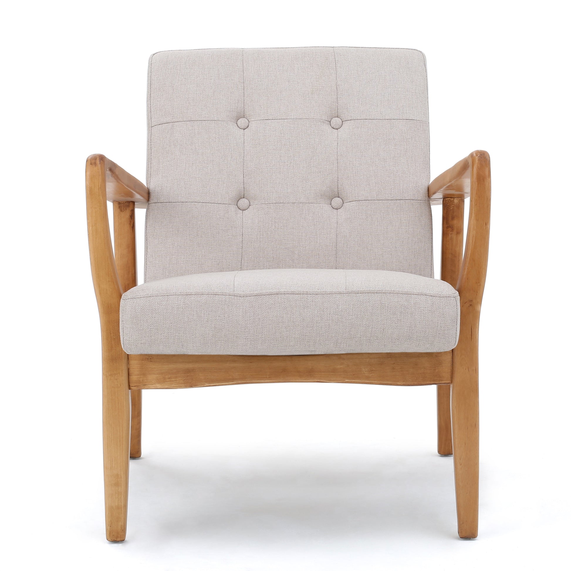 Beige Fabric Mid Century Modern Club Chair Beige Fabric