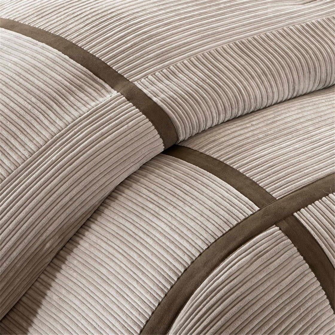 7 Piece Micro Corduroy Comforter Set Taupe King King Taupe Polyester