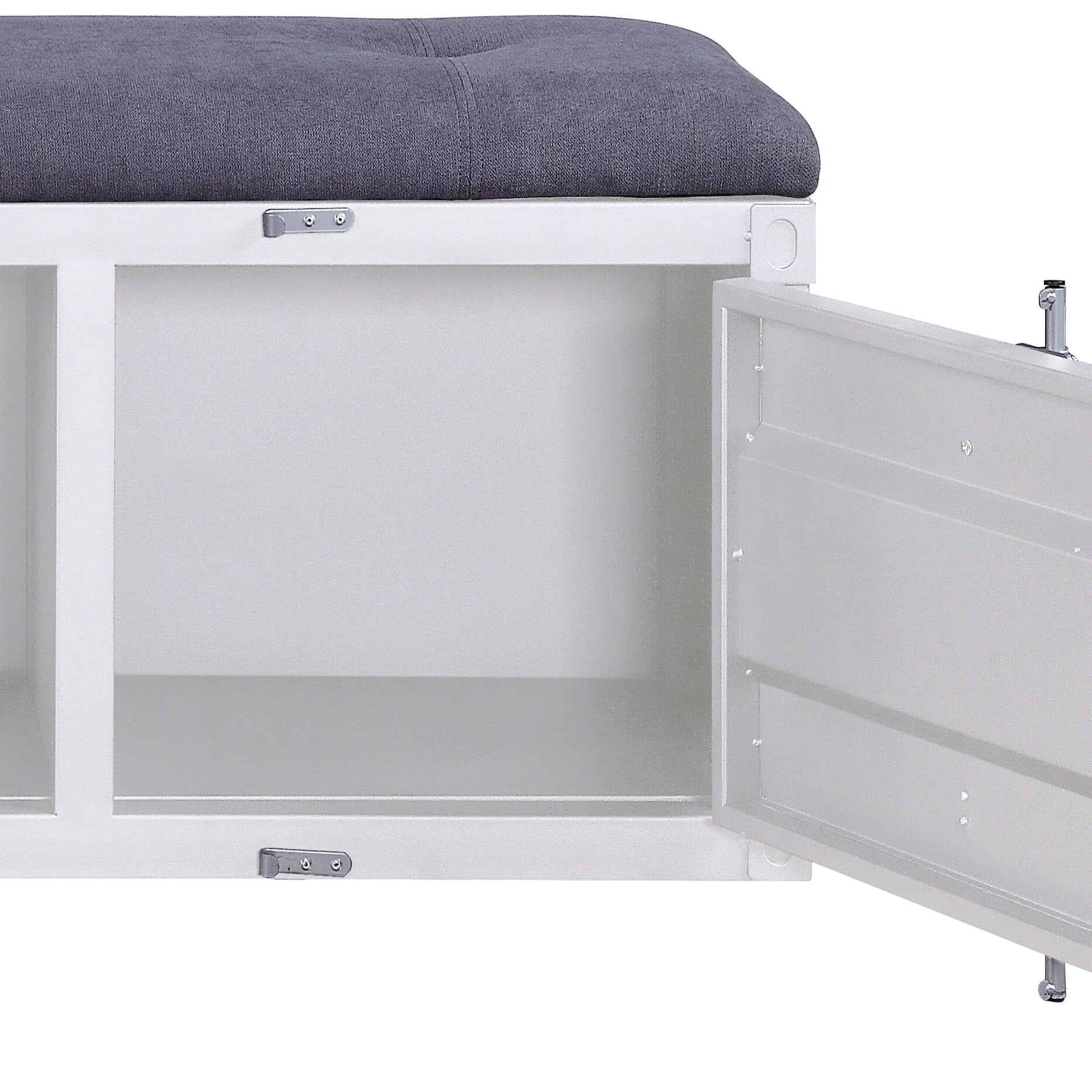 Grey And White Storage Bench Grey White Primary Living Space Industrial,Modern Shelves Fabric Metal