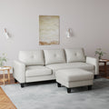 Living Room Furniture With Polyester Fabric L Shape Couch Corner Sofa For Small Space Beige Beige Foam Polyester 3 Seat