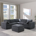 Modular Sectional Sofa, Convertible L Shaped Sofa Couch, Modular Sectionals With Ottomans, 6 Seat Sofa Couch With Reversible Chaise For Living Room. Chenille Grey Grey Chenille Fabric 6 Seat