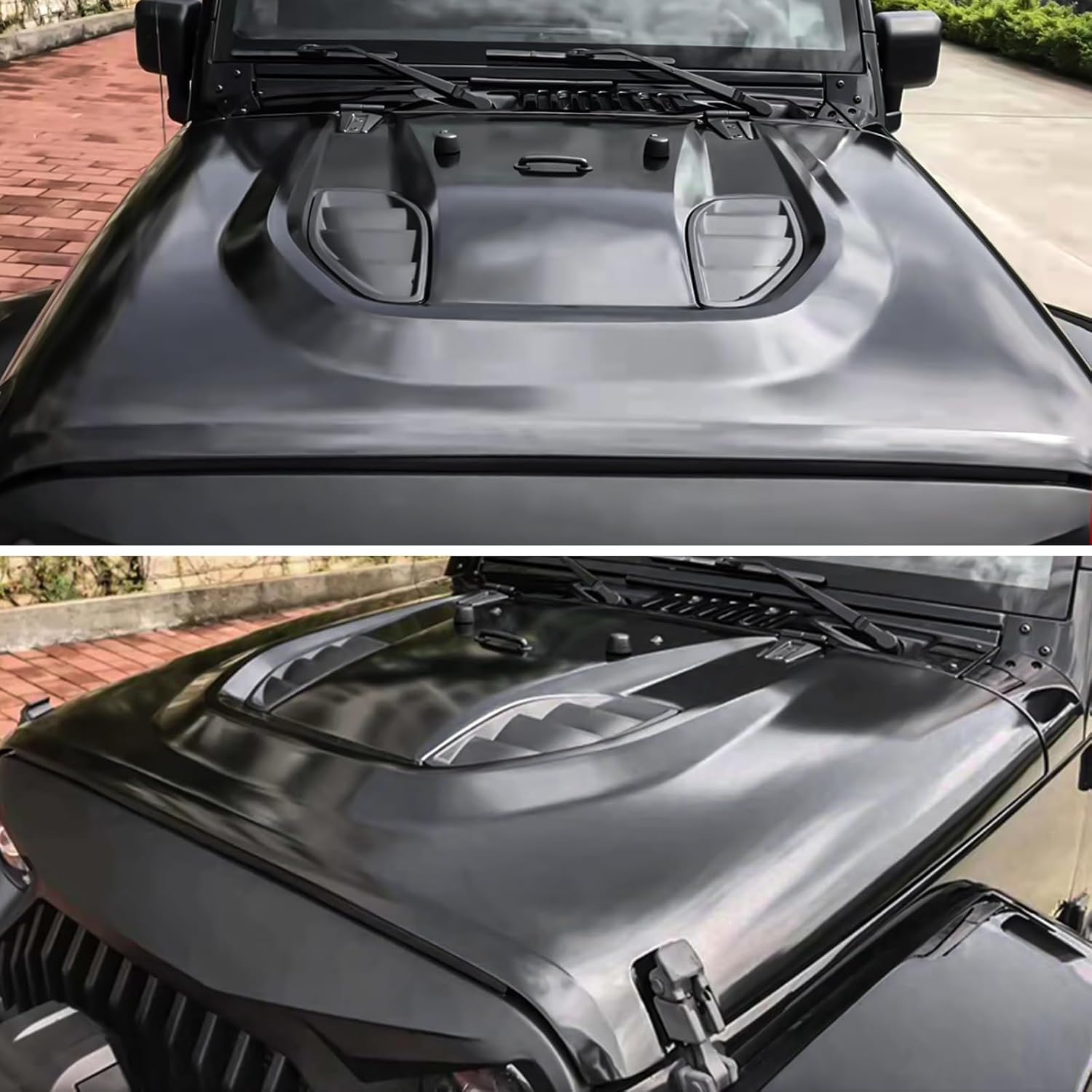 Vented Heat Dispersion Hood Compatible With Jeep Wrangler Jk Jku 2007 2017,10Th Anniversary Edition Metal Replacement Hoods Accessory Black Black Steel