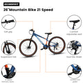 A27302 27 Inch Wheel Mountain Bike, 21 Speed Disc Brake Trigger Transmission, Aluminum Frame Unisex Mountain Bike Blue Aluminium