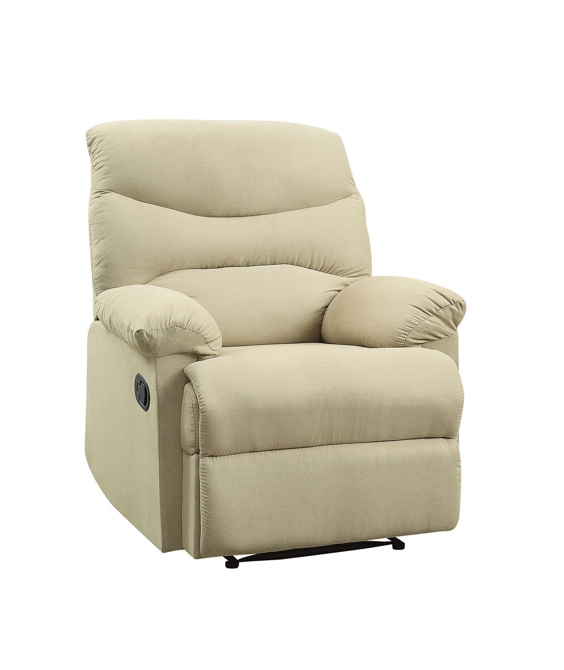 Beige Recliner With Pillow Top Armrest Beige Microfiber Manual Handle Metal Primary Living Space Tight Back Handle Pillow Top Arms Fabric Metal