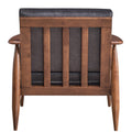 Charcoal And Brown Accent Chair With Removable Cushion Brown Grey Primary Living Space Modern Wood Fabric