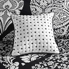 7 Piece Cotton Printed Comforter Set Black King King Black Polyester