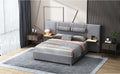 Queen Upholstered Platform Bed, Two Outlets And Usb Charging Ports On Both Sides, Two Bedside Pillows, Storage Shelves, Velvet,Gray Queen Gray Mdf Lvl