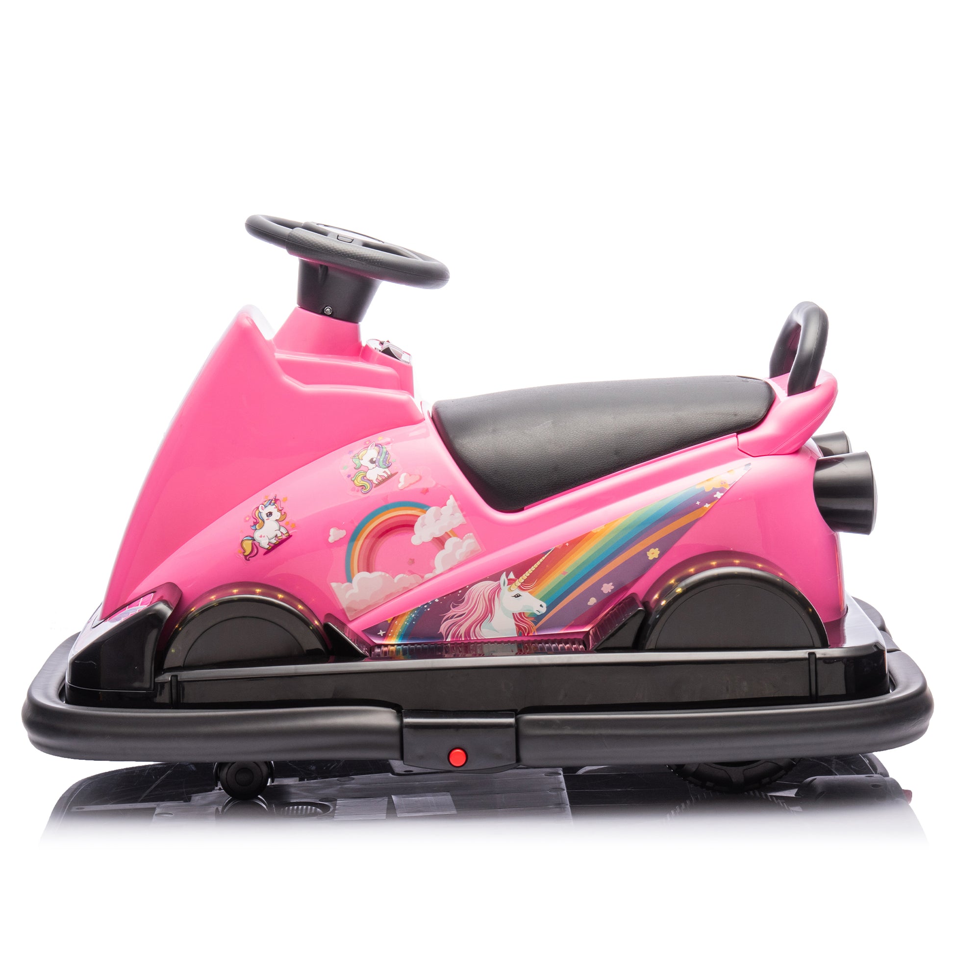 12V Kids Ride On Motor Bumper Car,Integrating System,Rotate 360 Degrees In Place,Collision Triggers Sound Effects And Lights,Four Wheel Waterfall Light,Cute Appearance Design For Kids Aged 3 5. Pink