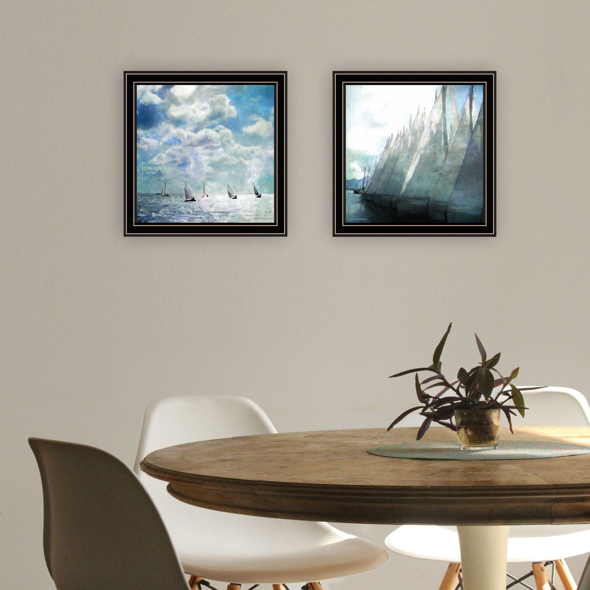2 Pc Vignette Sail Away Black Framed Wall Art For Living Room, Bedroom Wall Art Print For Home Decor By Bluebird Barn Multicolor Wood Paper
