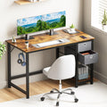 Computer Desk With Drawers 40 Inch Office Writing Work Kids Study 2 Tier Wood Corner Table With Storage Drawers Shelf For Bedroom Home Office Rustic Brown Rustic Brown Wood