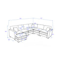 Modern U Shaped 6 Seat Sectional Sofa Couch With One Ottoman And Three Toss Pillows ,Modular Sofa For Living Room,Corduroy Sofa White Corduroy 7 Seat