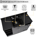 Shampoo Backwash Station For Salons,Salon Station With Shampoo Bowl & Storage Layer, Drawer,10V Outlets, Usb Port, Faucet Sprayer, Salon Equipment For Spa Beauty Black Classic,Modern Abs Steel Q235