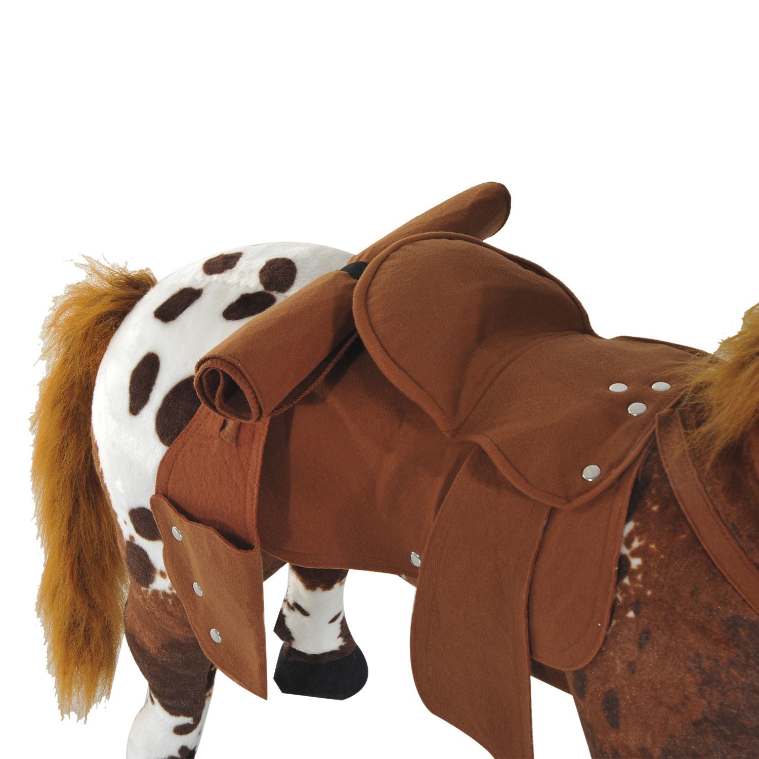 Qaba Sound Making Ride On Horse For Toddlers 3 5, With Neighing And Galloping Sound, Stuffed Animal Horse Toy For Kids With Padding, Soft Feel, Brown Brown Plush