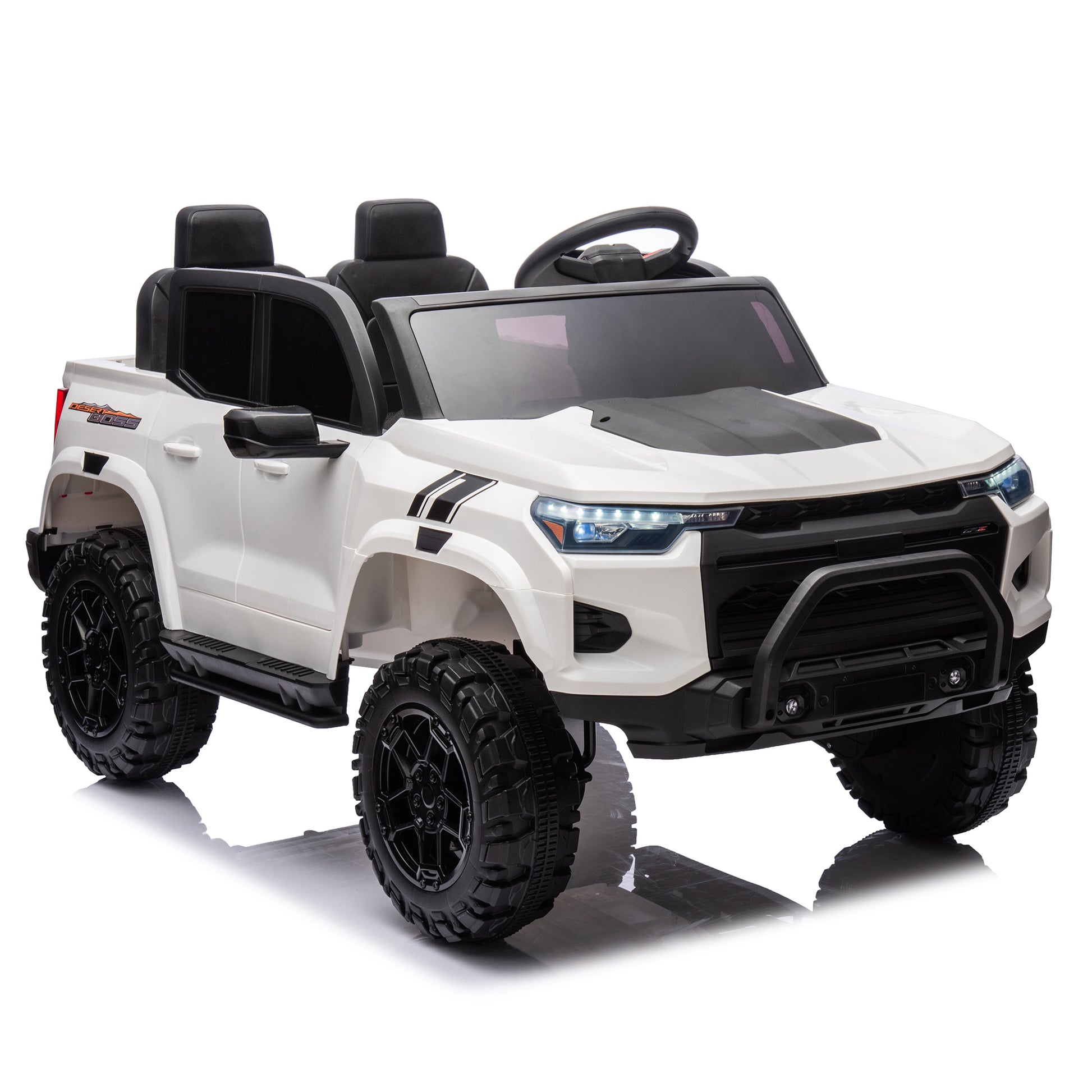 24V10A Two Seater Kids Ride On Electric Pickup, Kids Ride On Toy W Parents Remote Control,4Wd 800W Motors,Two Safety Belts,High Gate Safety Design,Usb,Bluetooth, Speed 2.49 3.73Mph For Kids Aged 3 . White 50 99 Lbs Polypropylene