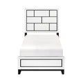 Modern Contemporary White Finish Twin Size Bed 1Pc Wooden Bedroom Furniture Black Line Design Box Spring Required Twin White Wood Bedroom Wood