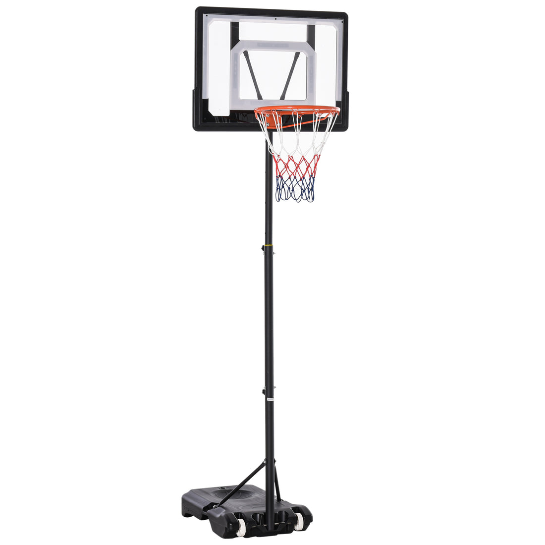 Soozier Portable Basketball Hoop System Stand With 33In Backboard, Height Adjustable 5Ft 7Ft For Indoor Outdoor Use Black Steel