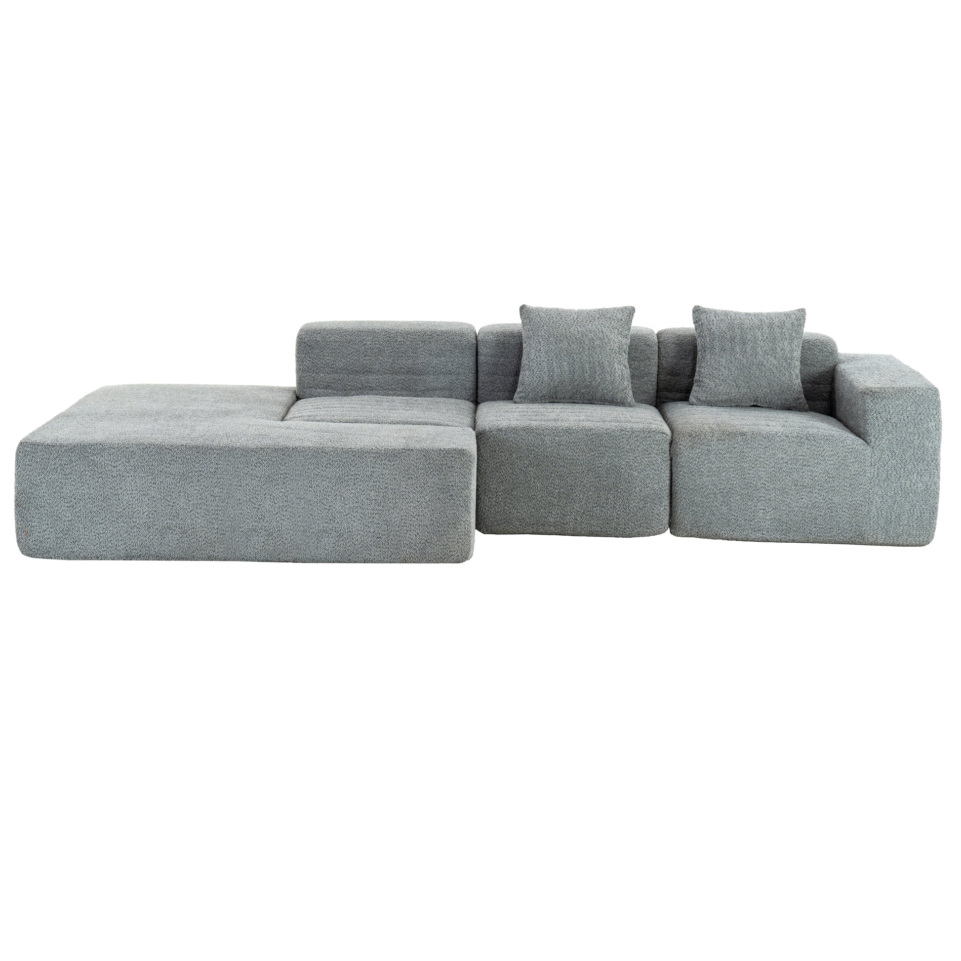 116.5" Sectional Sofa Full Compressed Sofa Couch Free Combined Sofa For Living Room, Grey Grey Foam Polyester 4 Seat