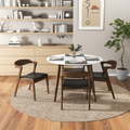 Alina Dining Table White Brown,White Seats 4 Brown Dining Room Mid Century Modern Oval Solid Wood