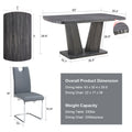Dining Table Set For 4 6, 5 Piece Dining Table Set, Faux Wood Table Top And Modern Design Mdf Base With 4 Pu Leather Ergonomic Dining Chairs Metal Grey Modern Mdf Metal