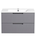 30 Inch Floating Bathroom Vanity With Ceramic Sink Combo Set, Modern Bath Storage Cabinet Vanity With Drawers Wall Mounted Vanity For Bathroom, Gray Grey Mdf