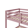 Twin Over Twin Floor Bunk Bed,Pink Twin Pink Pine