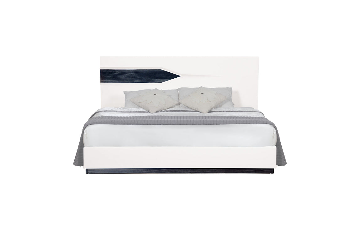 Vios Zebra White Queen Bed White Black Mdf