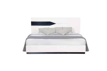 Vios Zebra White Queen Bed White Black Mdf