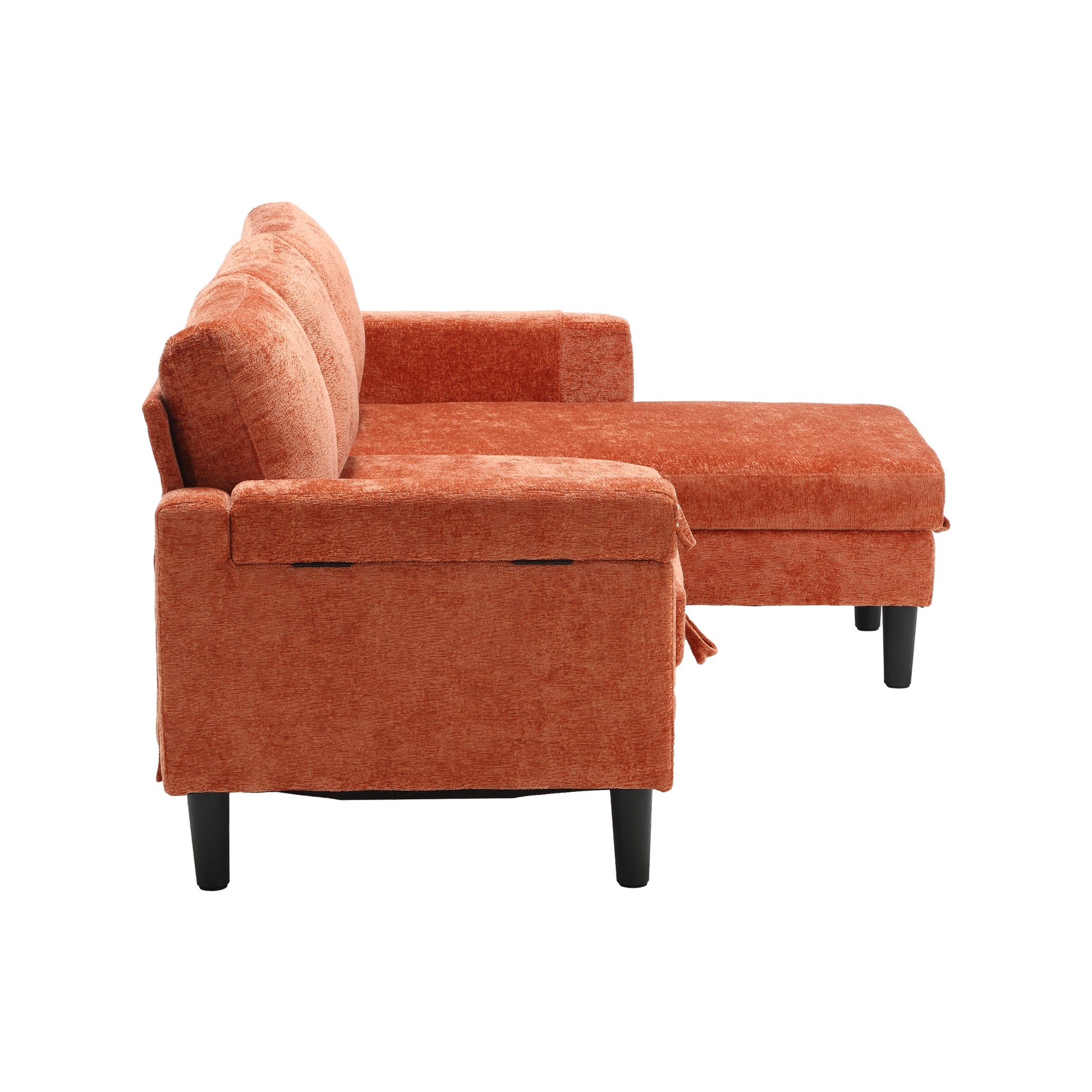 United Sectional Sofa Reversible Sectional Sleeper Sectional Sofa With Storage Chaise Orange Chenille