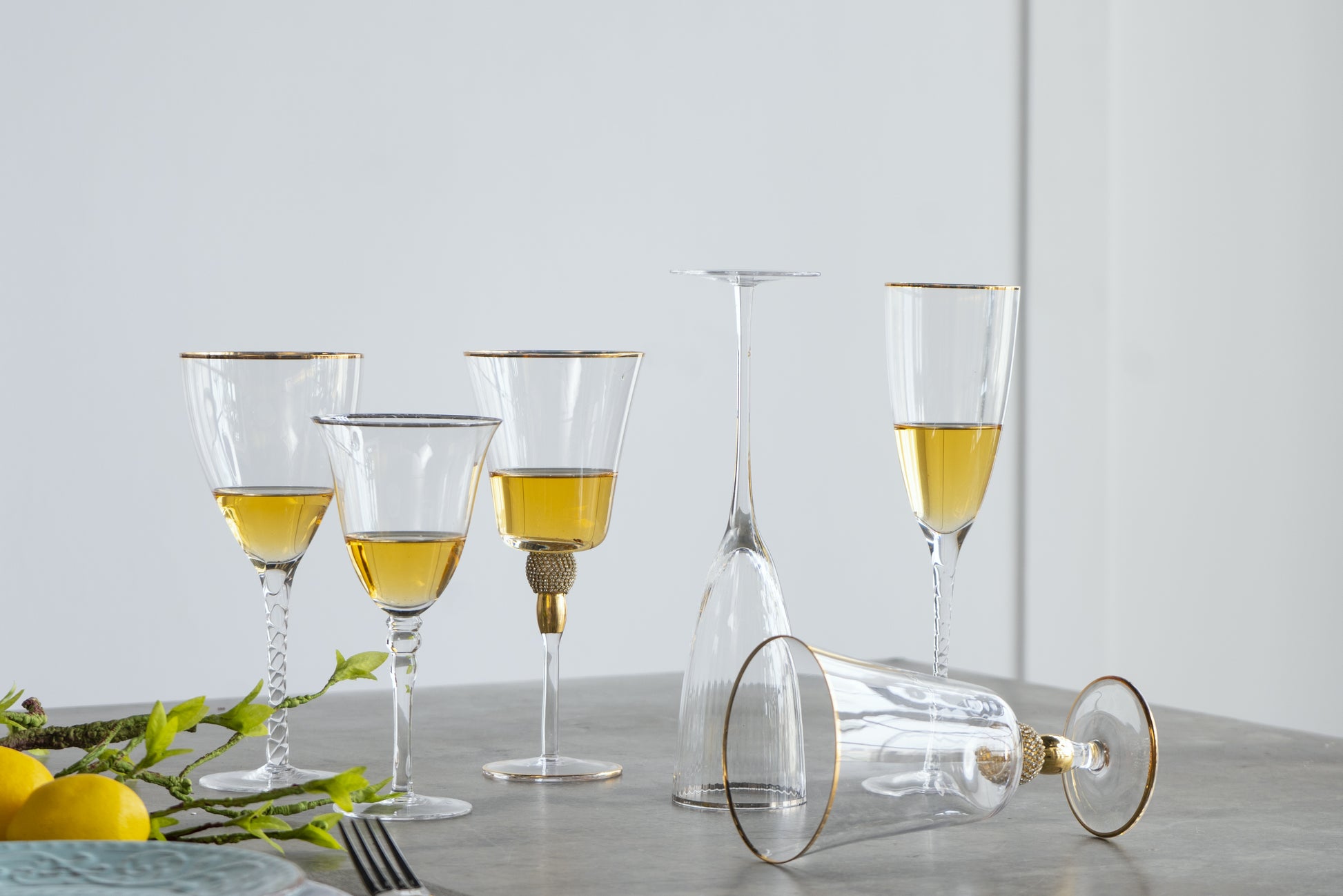 D3.7X7.7" Felicity Wine Glass With Silver Rim, Set Of 4 Clear Glass