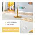 A 47 Inch Diameter Glass Top And A Modern, Minimalist Round Dining Table With Gold Metal Legs. Ideal For Dining Rooms, Living Rooms And Meeting Rooms. Model: Dt 1166 Gold Glass Metal