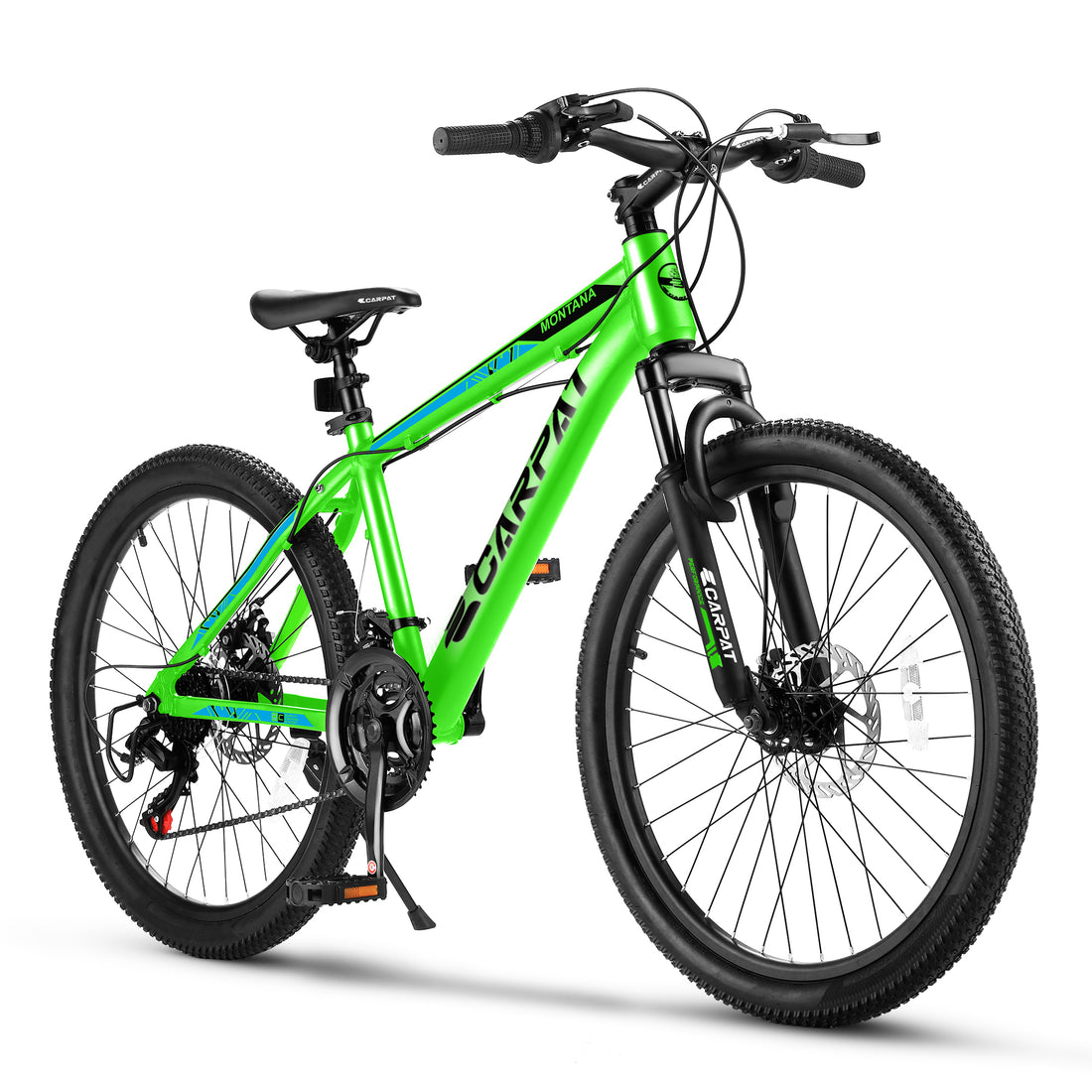 A24299 24 Inch Mountain Bike Bicycle For Adults Aluminium Frame Bike Shimano 21 Speed With Disc Brake Green Aluminium