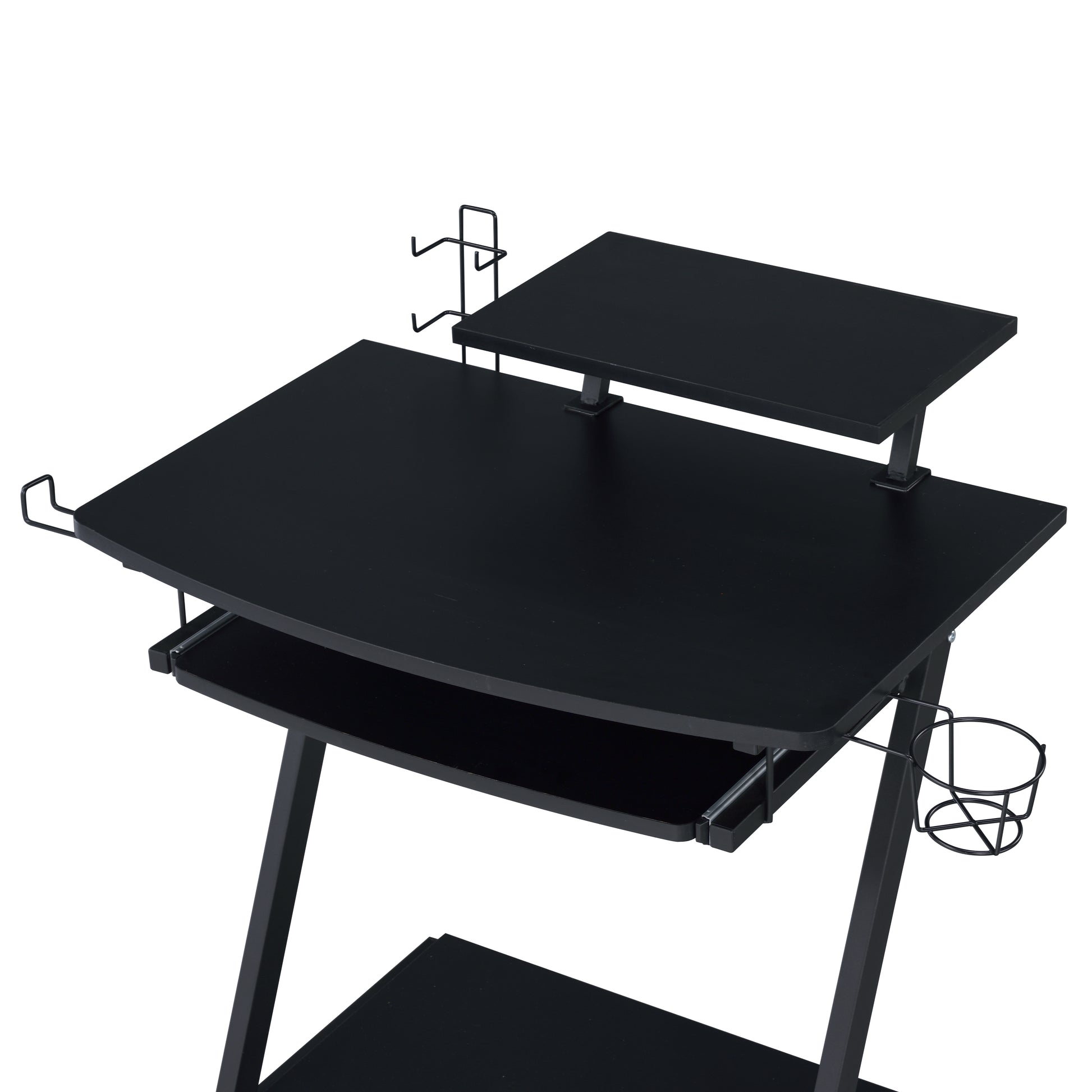 Black Gaming Desk With Keyboard Tray Black Primary Living Space Industrial Particle Board Mdf