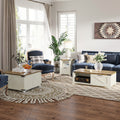 Homcom Farmhouse Coffee Table With Storage, Large Square Coffee Table Antique White Particle Board