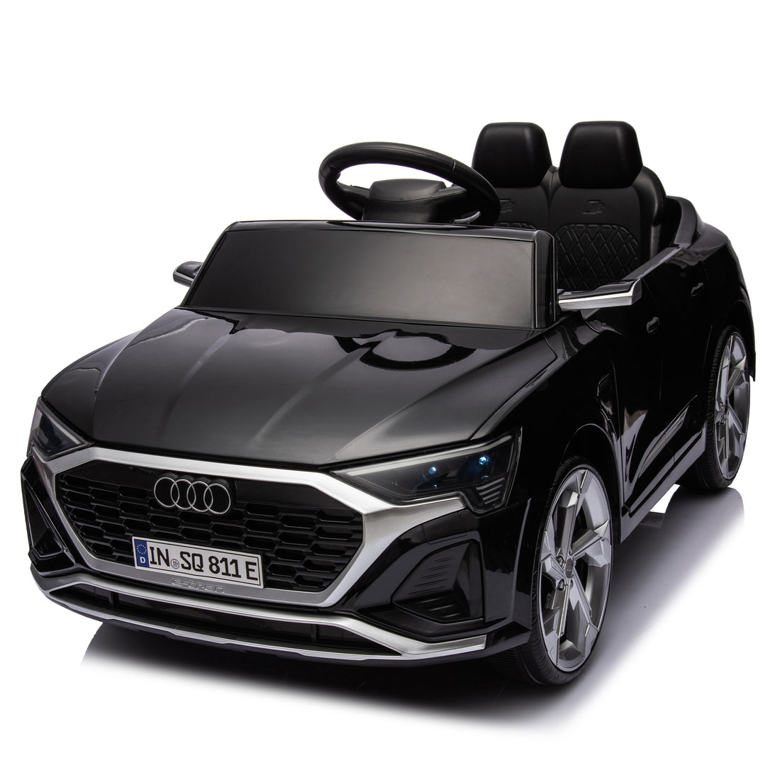 12V Kids Ride On Electric Car W Parents Remote Control,Licensed Audi Sq8 For Kids,Dual Drive,Suspension,Hanging Start,Three Speed Adjustable Music,Volume Control,Led Lights For Kids Aged 3 6. Black 50 99 Lbs Polypropylene