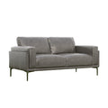 Onyx Gray Leather Loveseat Dark Gray Genuine Leather Primary Living Space Square Arms Foam Solid Wood