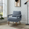 Mid Century Armchairaccent Chair With Chenille Armrest & Soft Cushion For Living Room, Bedroom, Home Office, Study, Dark Grayish Blue Blue Foam Wood Fabric