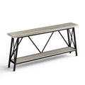 70.9 Inch Extra Long Sofa Table, Console Behind Sofa, Entryway Table With 2 Tier Storage Shelves For Hallways, Living Rooms,Foyers,Entryways,Banquet Rooms,Rustic Gray And Black, 70.9 L X 11.8
