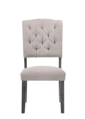 Bernard Beige Linen & Weathered Gray Oak Finish Side Chair Set Of 2 Beige,Gray Linen,Synthetic Wood