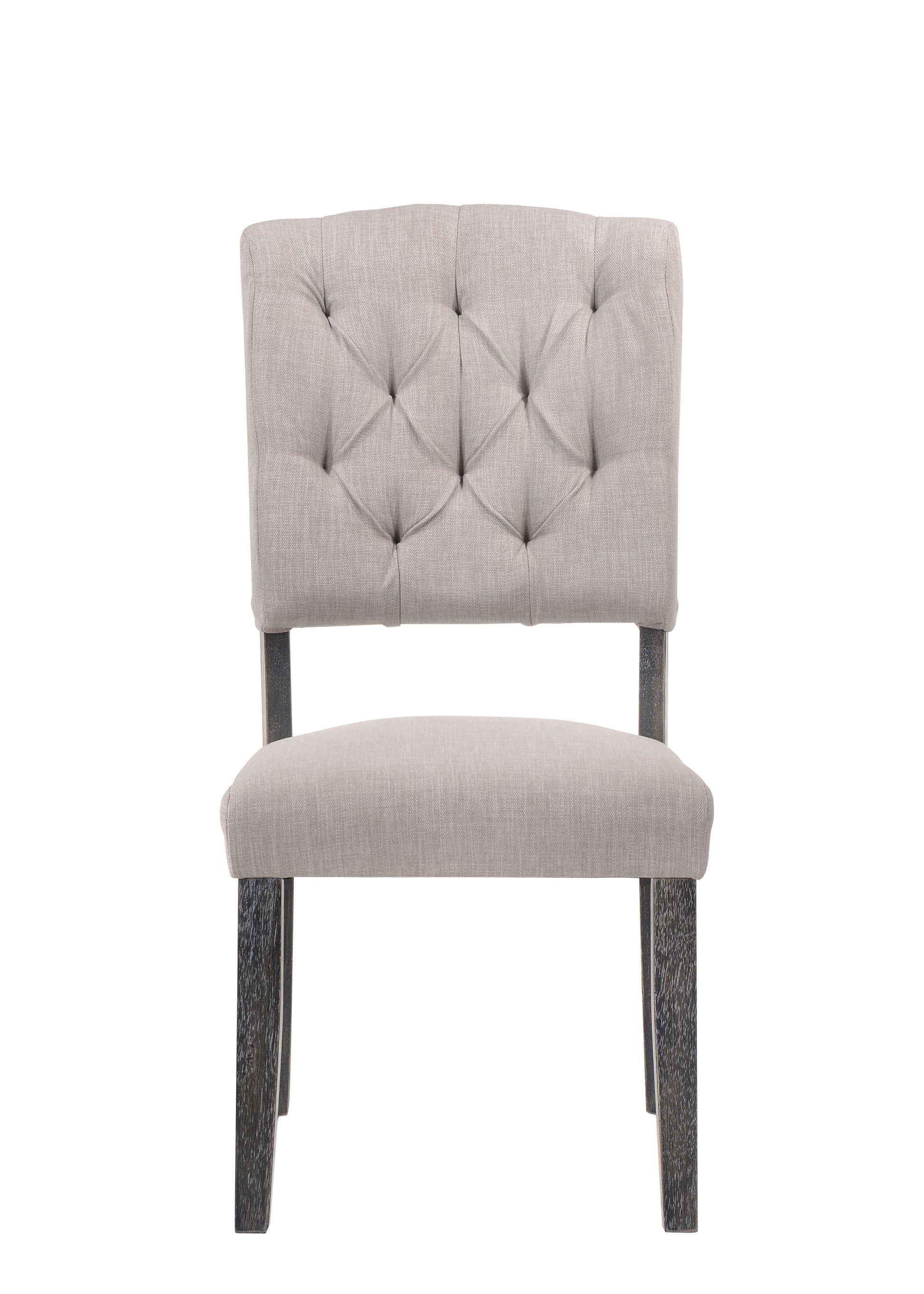 Bernard Beige Linen & Weathered Gray Oak Finish Side Chair Set Of 2 Beige,Gray Linen,Synthetic Wood