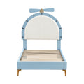 Twin Size Upholstered Platform Bed With Alarm Clock Shaped Headboard, Blue Box Spring Not Required Twin Blue Wood Bedroom Bed Frame Velvet Upholstered