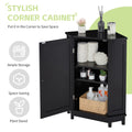 Black Bathroom Cabinet Triangle Corner Storage Cabinet With Adjustable Shelf Modern Style Mdf Board Black Mdf