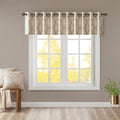 Fretwork Print Grommet Top Window Valance Beige Grey 50X18