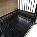 Dog Crate Furniture With Two Combined Room, Xl Large Double Dog Cage Furniture With Tray For Medium Large Dogs, Wooden Dog Kennel Furniture Black Natural Mdf Iron