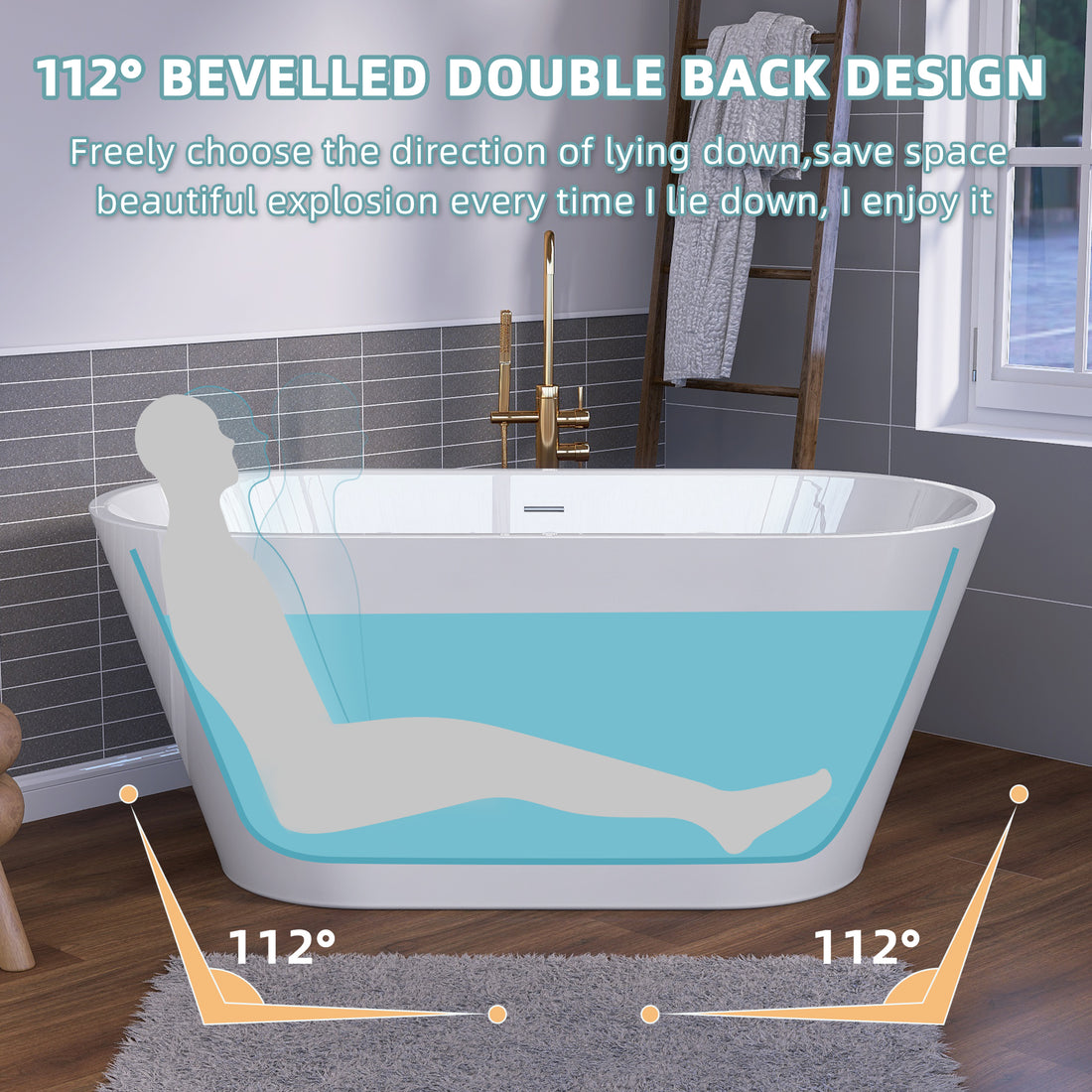 51 Inch Acrylic Freestanding Bathtub Contemporary Soaking White Tub With Overflow And Pop Up Drain Gloss White Gloss White Oval Bathroom Freestanding Tubs Polished Less Than 59 In Modern Soaking Center Fiberglass Acrylic