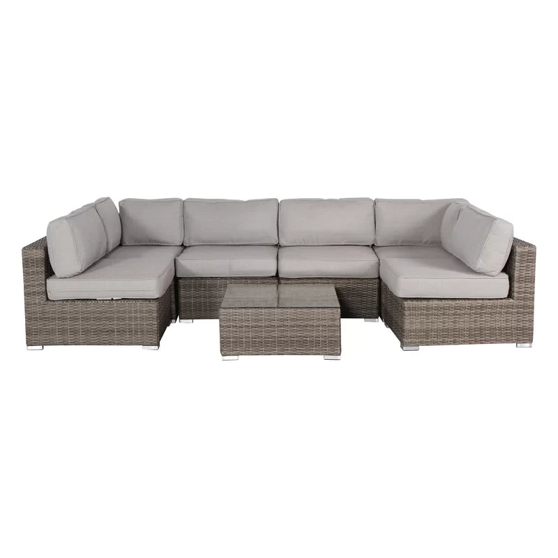 Fully Assembled Wicker Patio Sofa Set For 4 With Cushions Convenient Outdoor Seating Group Brown,Gray Wicker