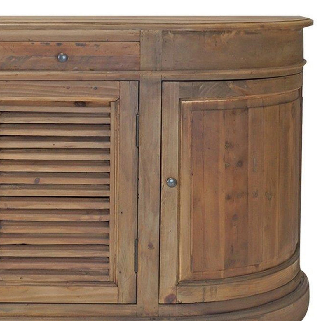 70 Inch Sideboard Console Serving Buffet Cabinet, 2 Shuttered Doors, Brown Brown Wood Metal