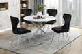 Ultra Modern Dining Set 5Pc Faux Marble Round Table And 4X Side Chairs Black Velvet Upholstery Chrome Finish Metal Legs Metal Faux Marble Black,Chrome Seats 4 Metal Dining Room Ultra Modern Round