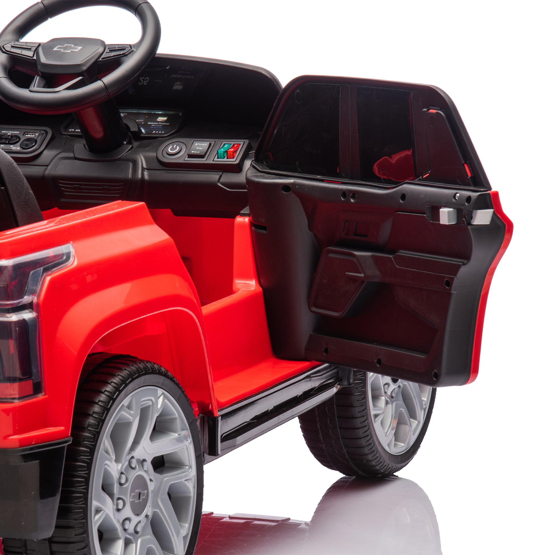 12V Kids Ride On Car W Parents Control,Licensed Chevrolet Silverado,Four Wheel Suspension,Led Lights,Bluetooth,Music,Usb,Mp3,Power Display,Speeds 1.86 3.11Mph For Kids Aged 2 5. Red 50 99 Lbs