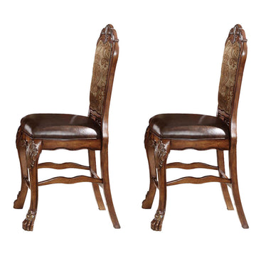 Beige And Cherry Oak Counter Height Chairs Set Of 2 Vintage Dining Room Traditional Poplar Set Of 2 Wood Fabric