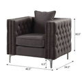 Dark Grey Tufted Pillow Back Accent Chair Dark Gray Primary Living Space Velvet